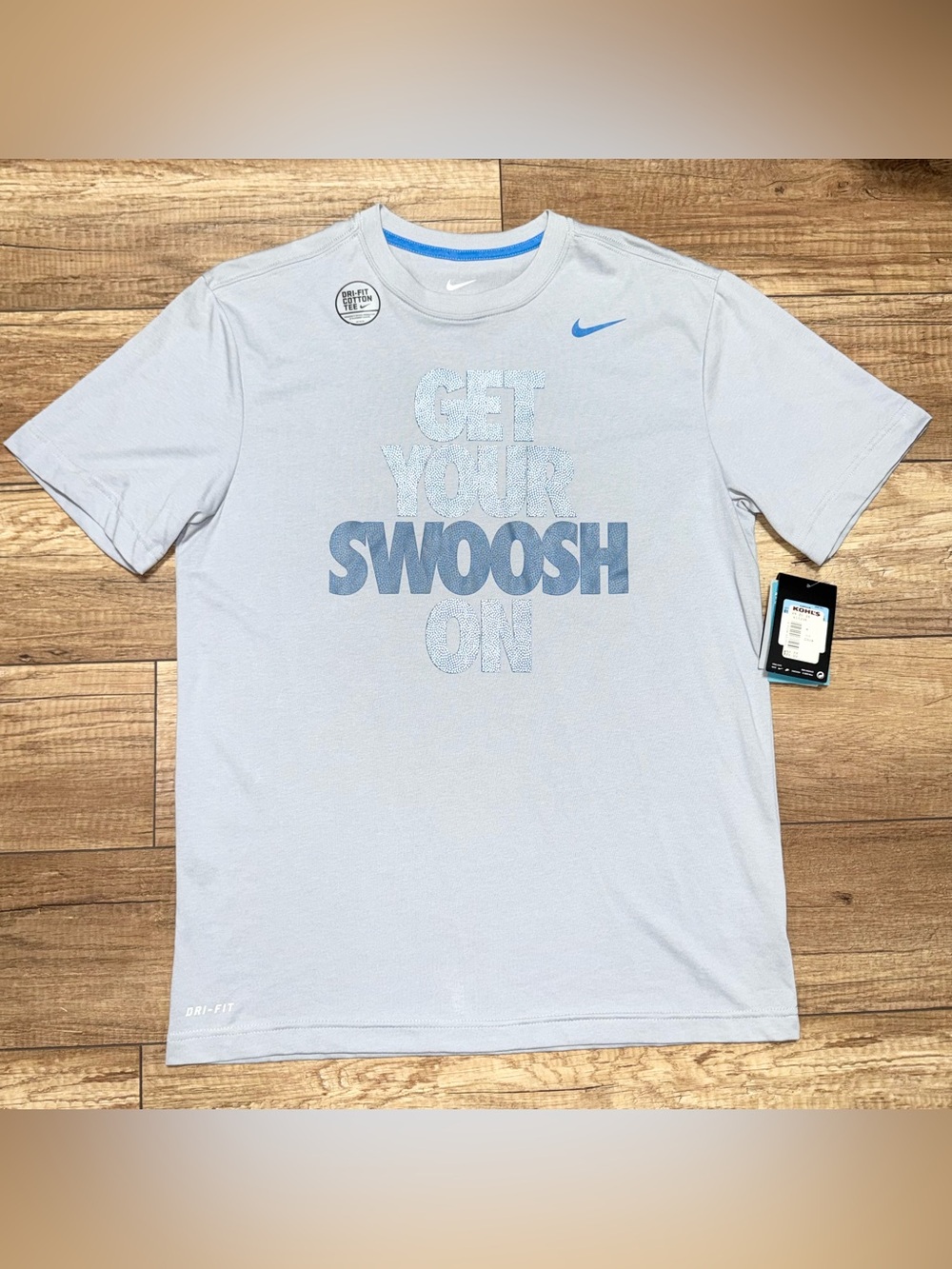 Nike Dri-Fit Cotton Get Your Swoosh On Spellout Classic Original T Shirt Mens M